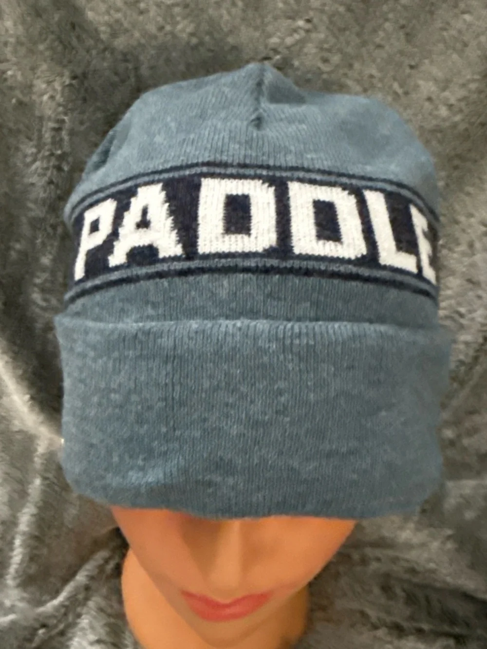 Paddle Evanston  Knit Beanie in Dusty Blue with Navy